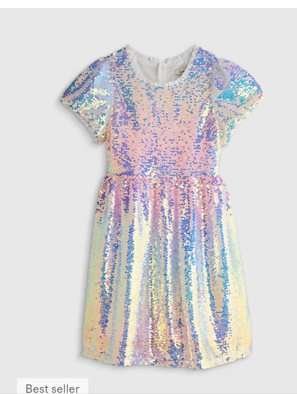 Quince Iridescent Sequence dress-Girls Size 6 -white/Multicolor - Picture 7 of 8